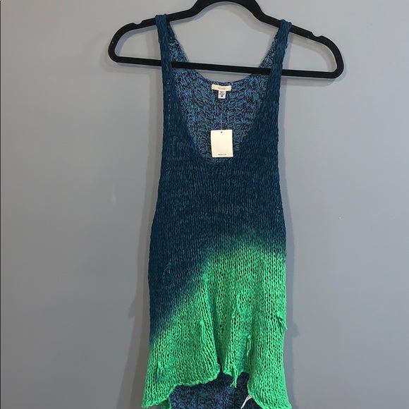 Ecote Addison Tape Yarn Sweater Tank Top Teal - Picture 14 of 16
